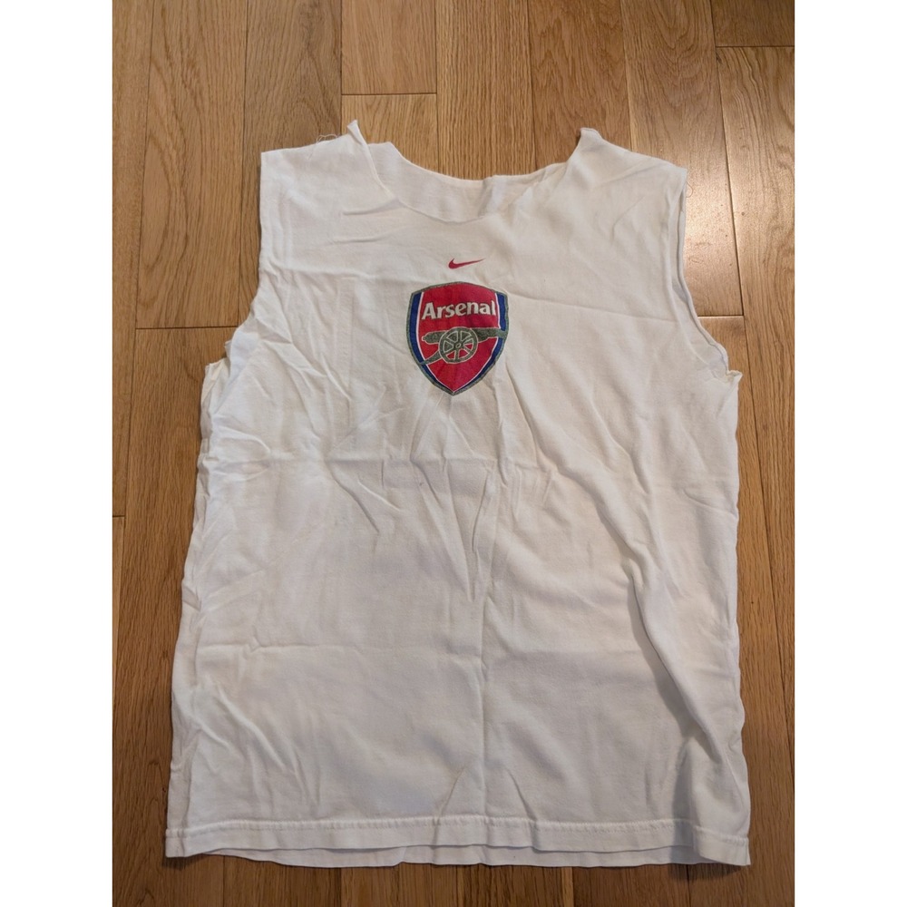 Vintage Nike Arsenal FC Cotton T Shirt Men S White‎ Womens Cut Off Sleeves Tank